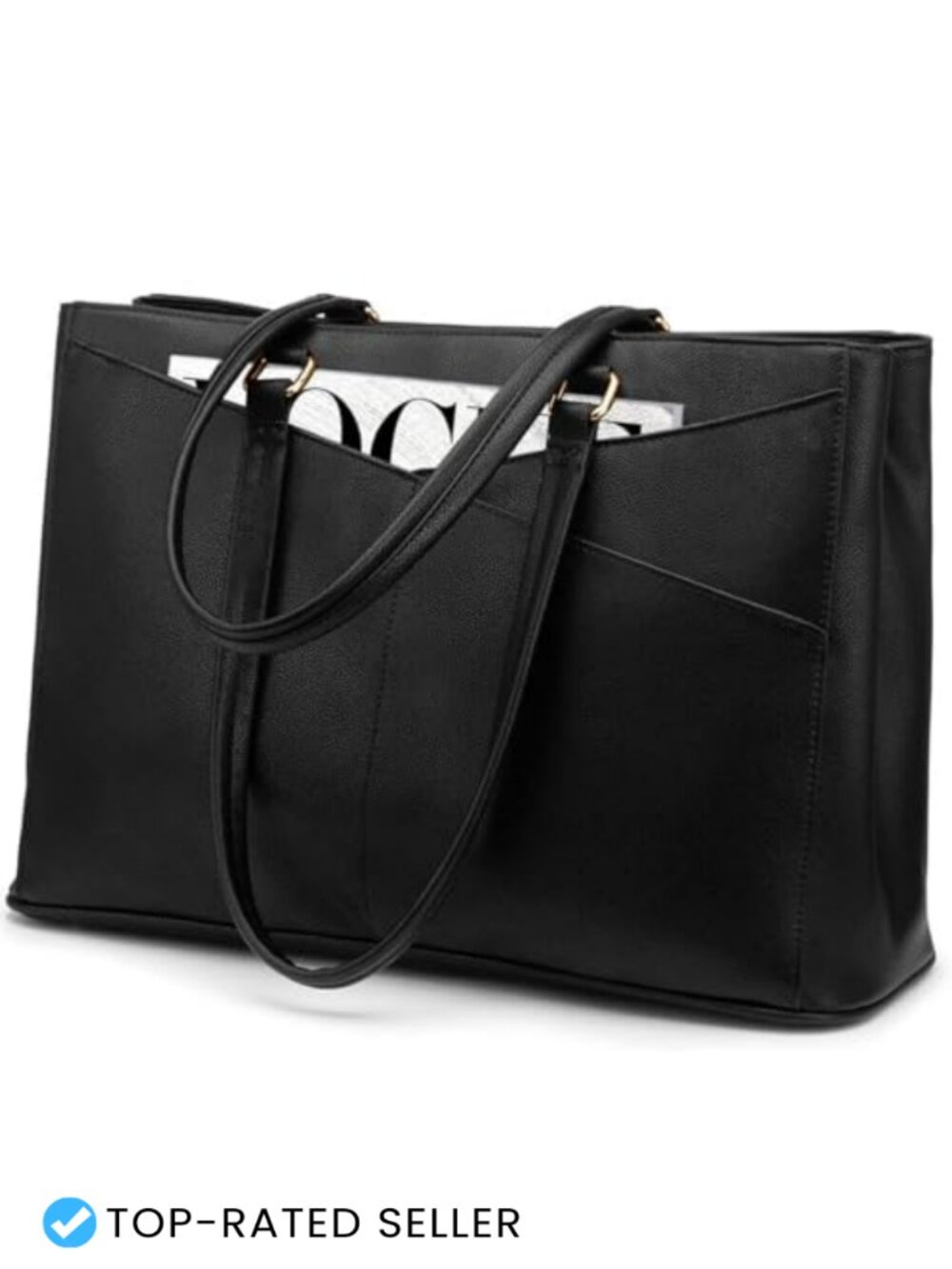 LOVEVOOK Laptop Tote Bag 15.6 Inch Waterproof PU Leather Messenger Shoulder Bag